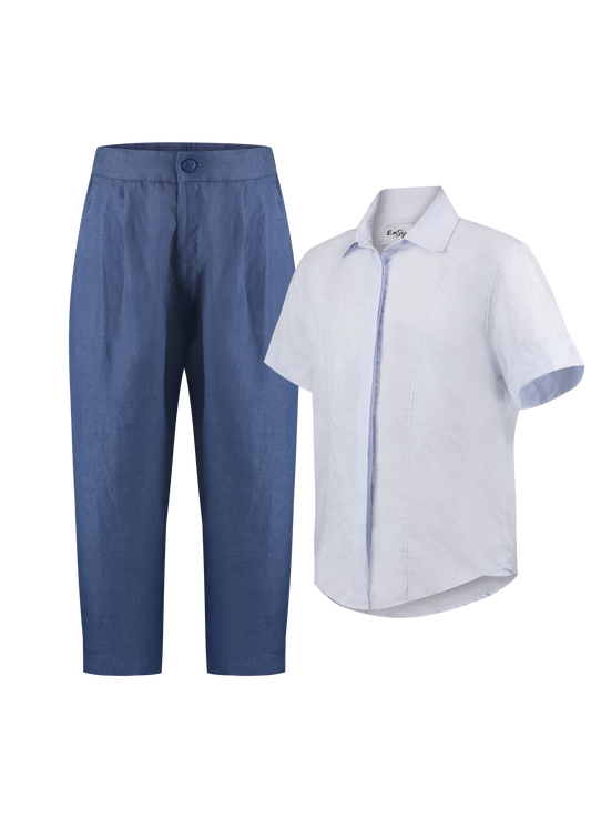 CONJUNTO IJUÍ | CAMISA AZUL CLARO E CALÇA AZUL ÍNDIGO